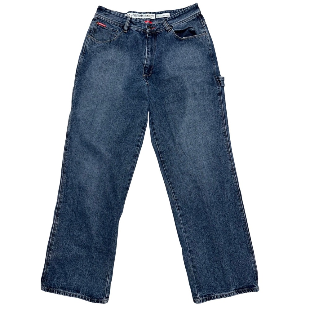 Vintage Echo, carpenter style blue jeans, size 34x31 Y2K YKK Zipper